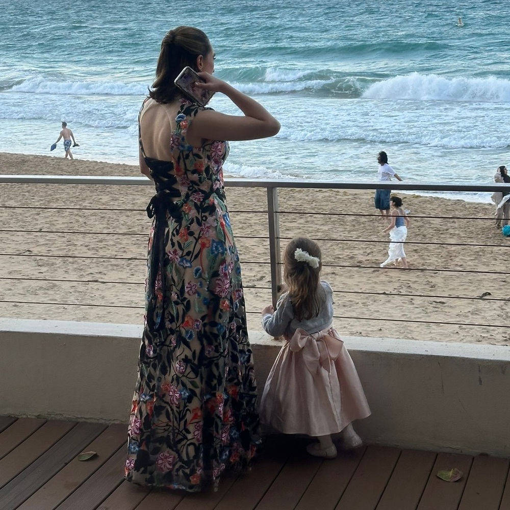 Floral Maxi Dress with Black Lace Back
